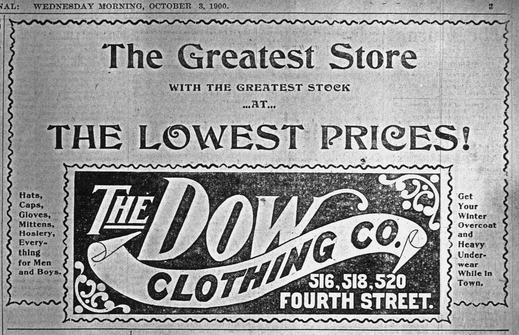 Sioux City Journal ads, Oct. 3 1900